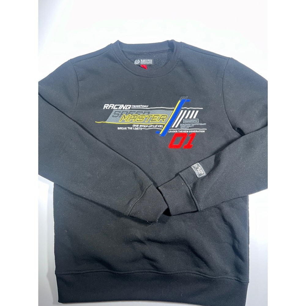 Black Pike Sweatshirt Mens Medium Black Racing Speed Master Graphic Crewneck